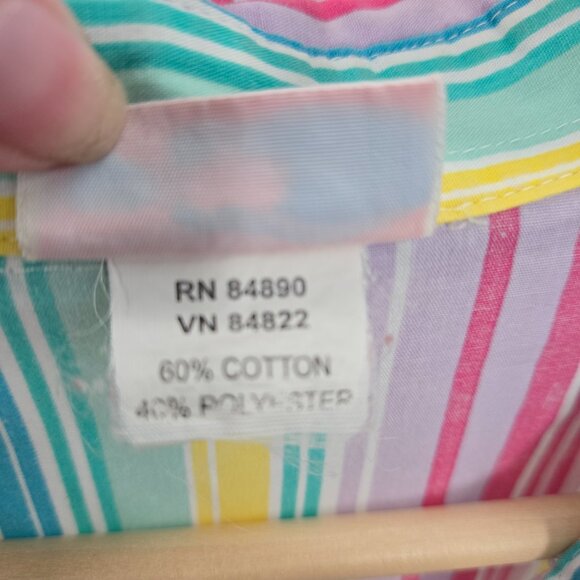 American Sweetheart Rainbow Vertical Stripes 3/4 Sleeves Button Down Shirt XL - Picture 8 of 8